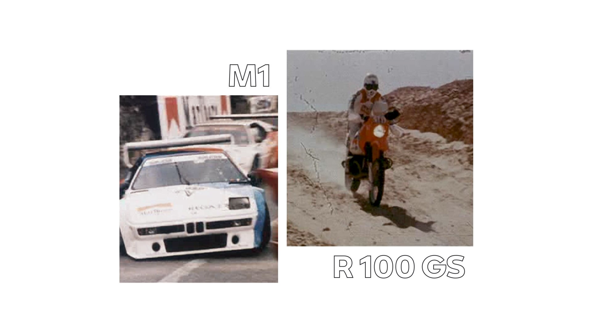 Вляво – историческо включване на BMW 3.0 CSL, вдясно – BMW R 90 S на Helmut Dähne.