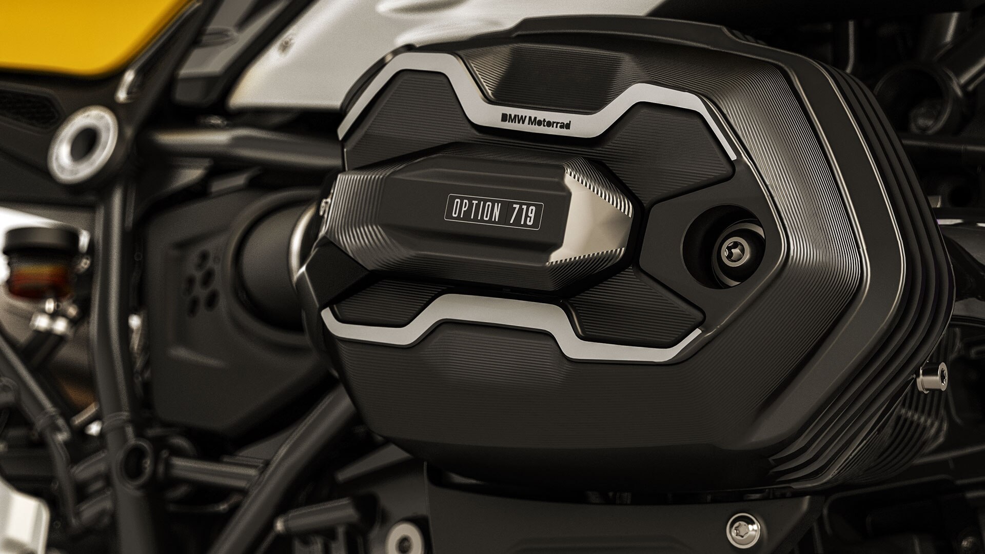 Това е жълтият предпазител за ръце на R nineT Urban G/S.